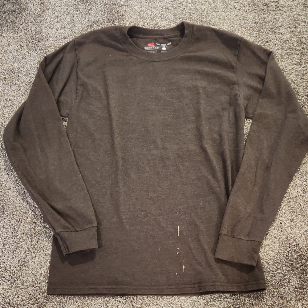 Hanes Men's Brown Long Sleeve Tee